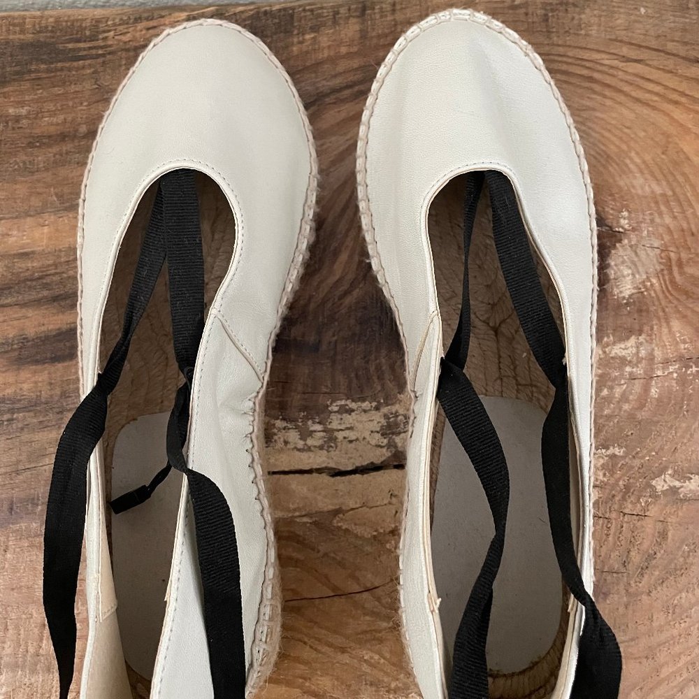 NWOT Zara Leather Lace Up Espadrilles